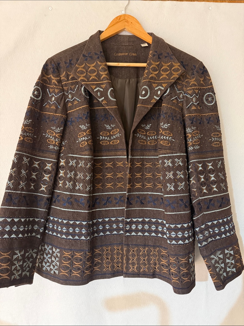 Stunning Coldwater creek open front jacket southwestern Aztec boho chic